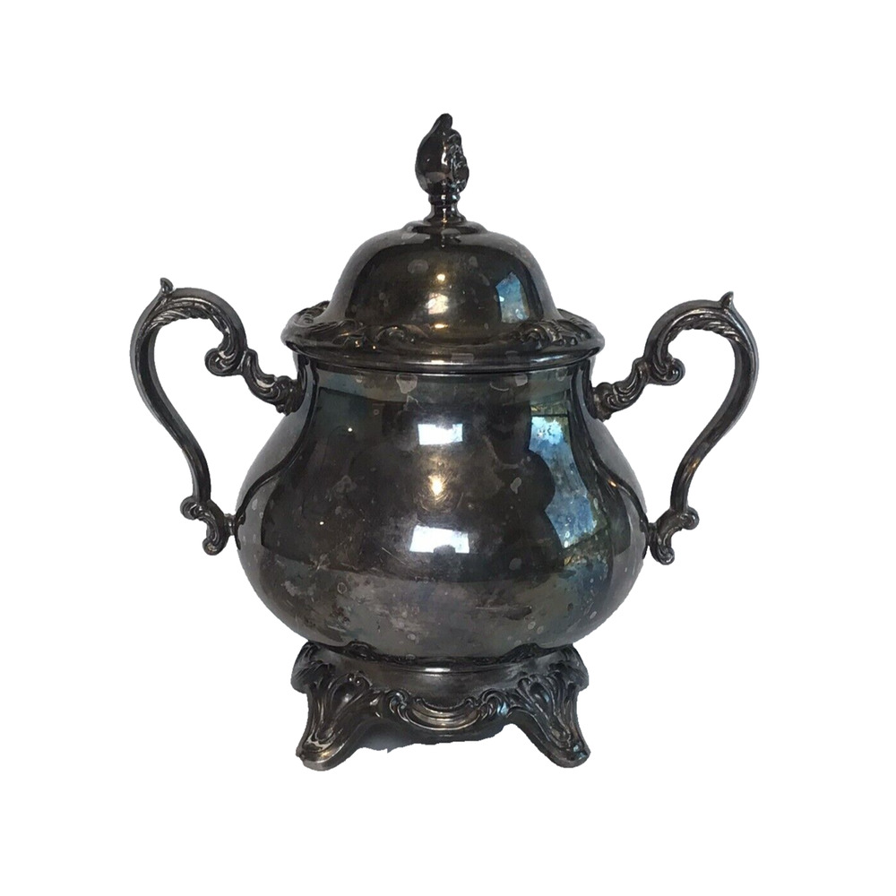 Vintage Silver Plated Coffee / Tea / Sugar Pot With Handles Antique Bridgerton